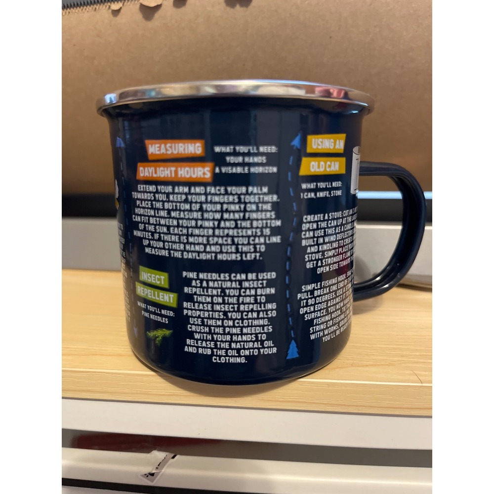 Gift Republic Survival Guide Enamel Mug Navy‎ Blue Camping Outdoors 2022